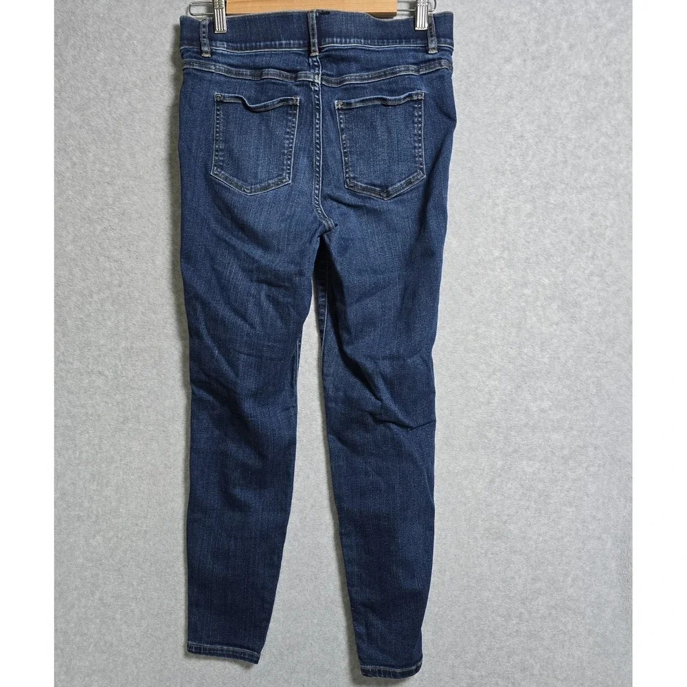 Spanx High Rise Size M Ankle Skinny Denim Dark Wash Pull On Stretch Jeans